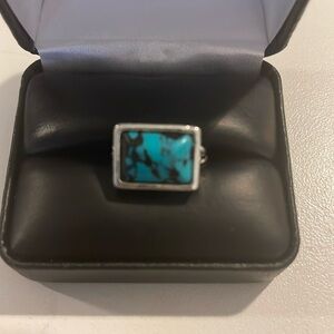 turquoise ring, set in sterling silver with oxidized finish